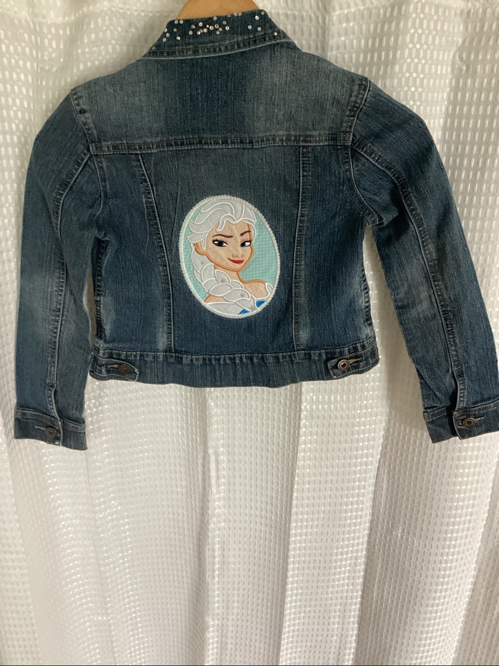 Siblings Denim Girls Small Elsa Disney Rhinestone Jean Jacket Y2K